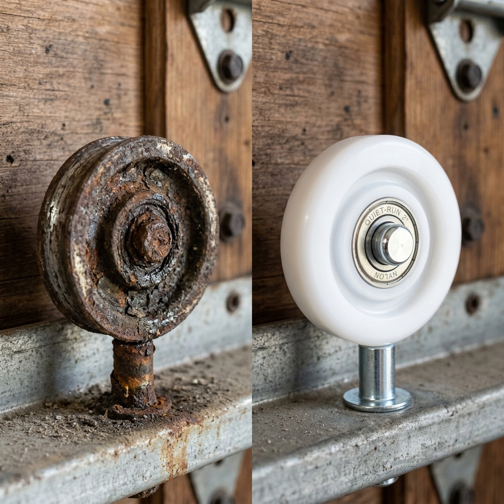 Steel roller side-by-side with nylon roller