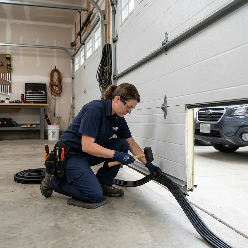 Applying rubber bottom weather seal